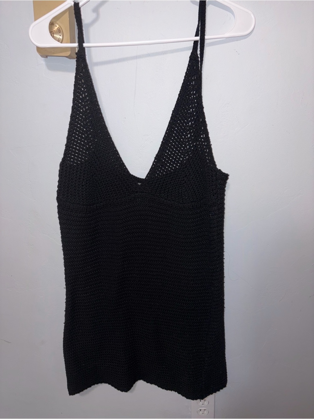 Lulu's Black Crochet V-Neck Swim Coverup Dress